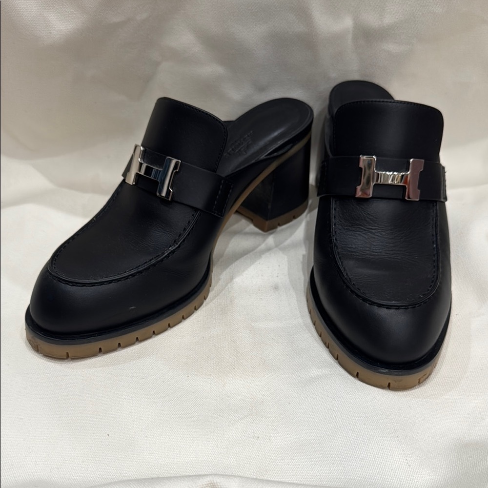 Hermes Flore Black Mules size 38.5